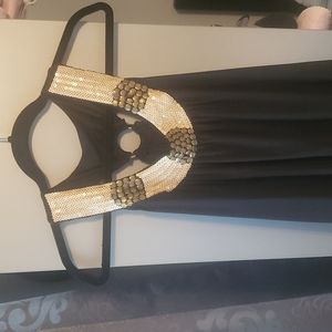 Black minidress with gold beaded neckline sz small